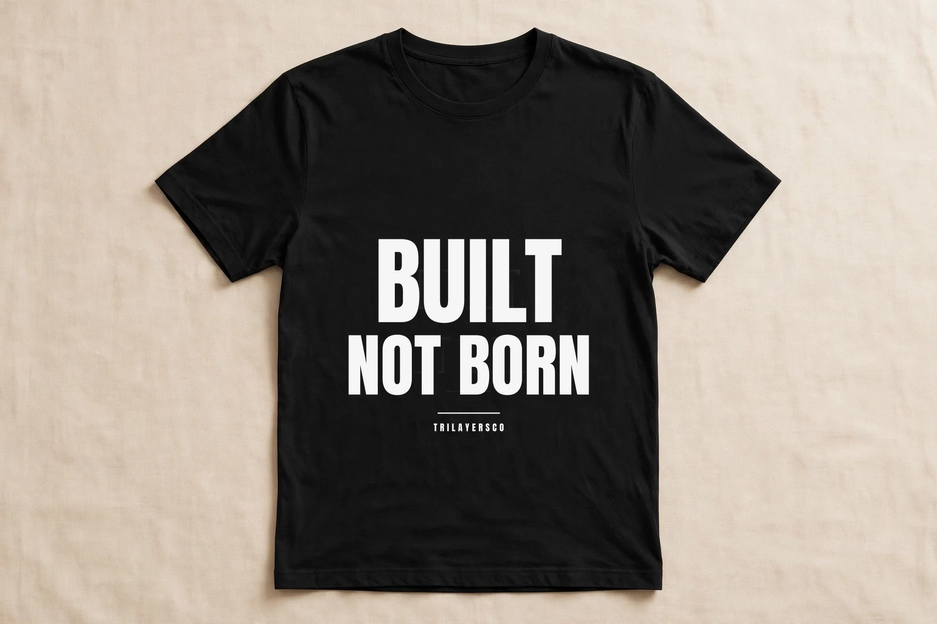 Built Not Born black T-shirt for everyday wear