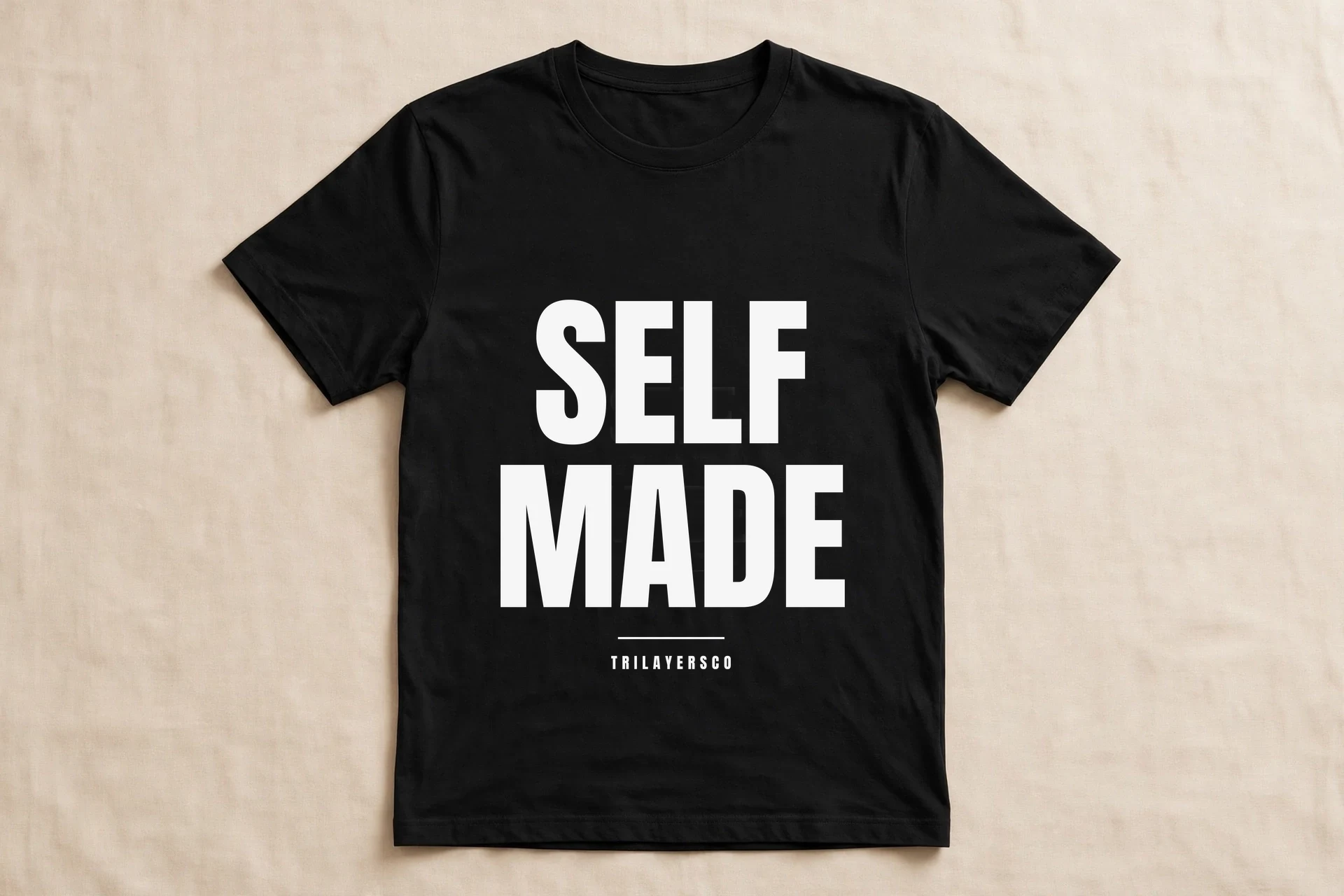 Self Made black T-shirt in the TrilayersCo collection