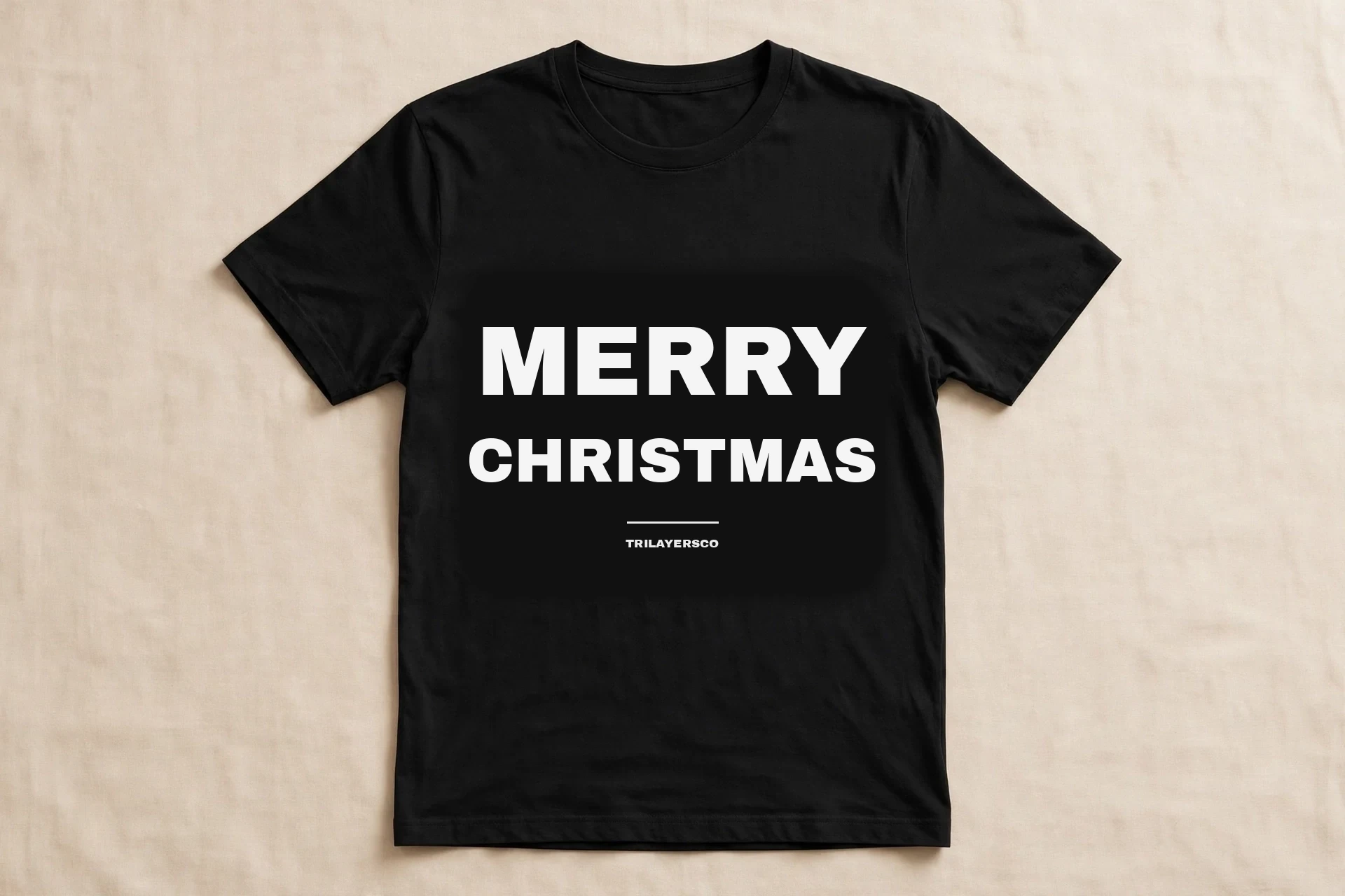 Merry Christmas black T-shirt styled for the Christmas offer